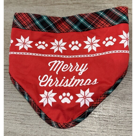 Petco Merry Christmas DOG Bandana Scarf Reversible MERRY CHRISTMAS & BONE S/M - Picture 3 of 5